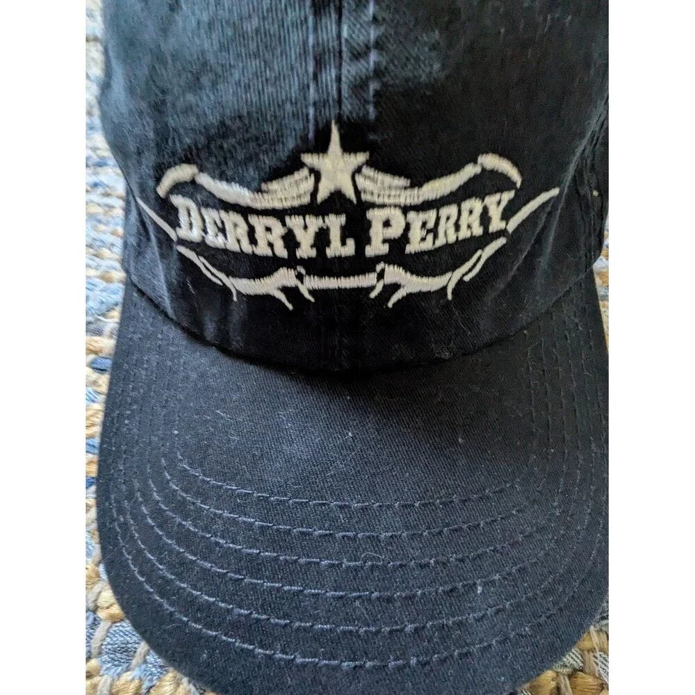 Derryl Perry Black Western Cowboy Hat Adjustable Country Concert Rodeo